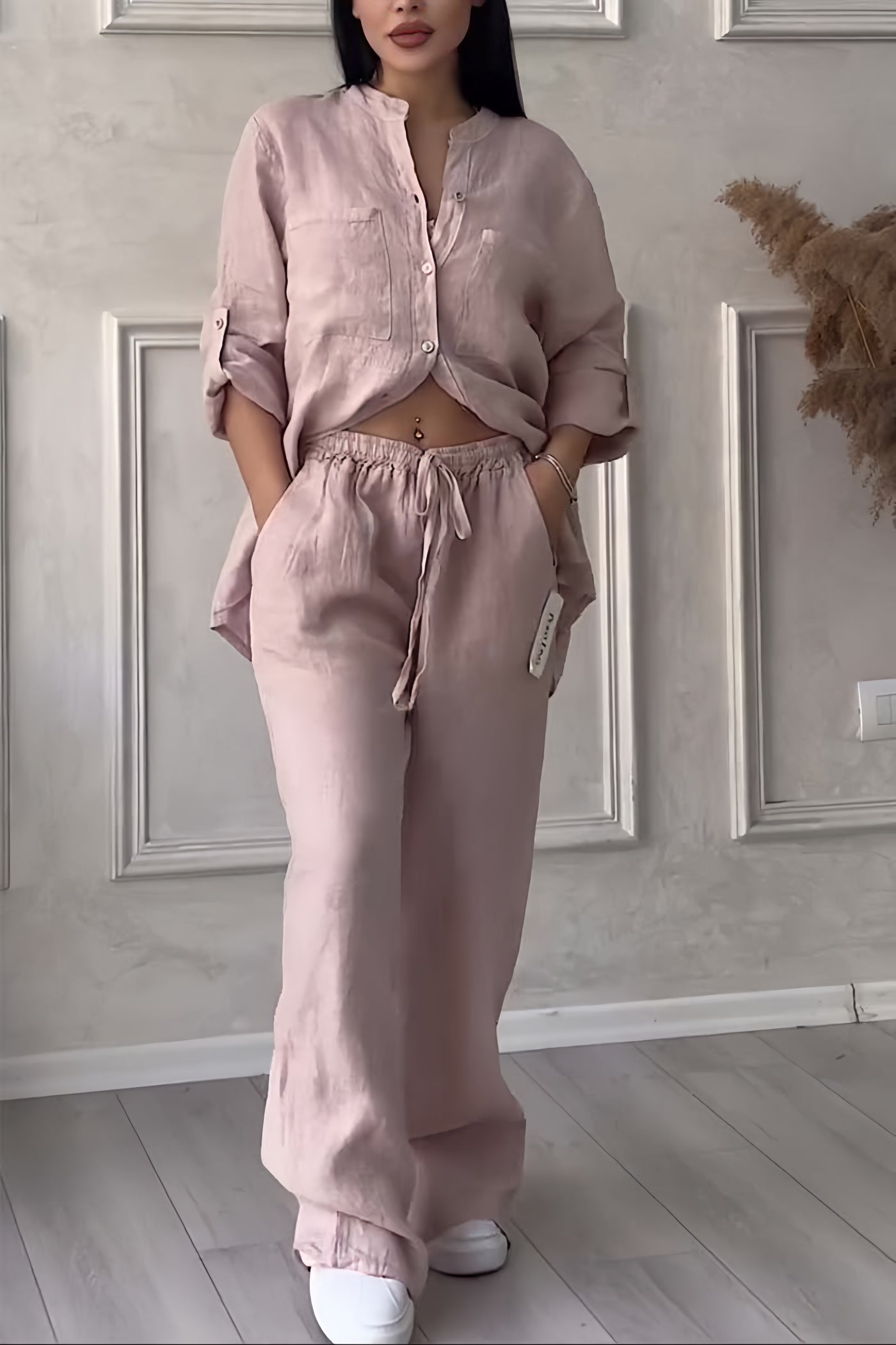 Stilvolles Leinen-Set Elegantes Sommeroutfit Damen