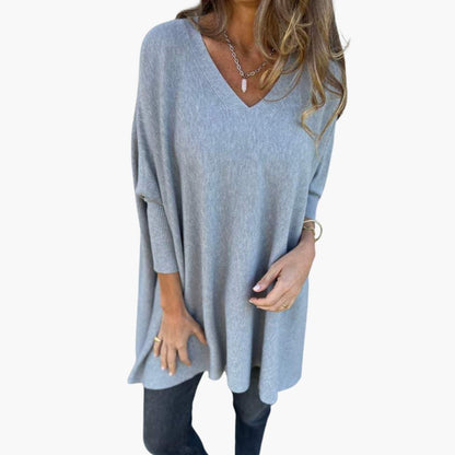 V-Ausschnitt Strickpullover für Damen 1