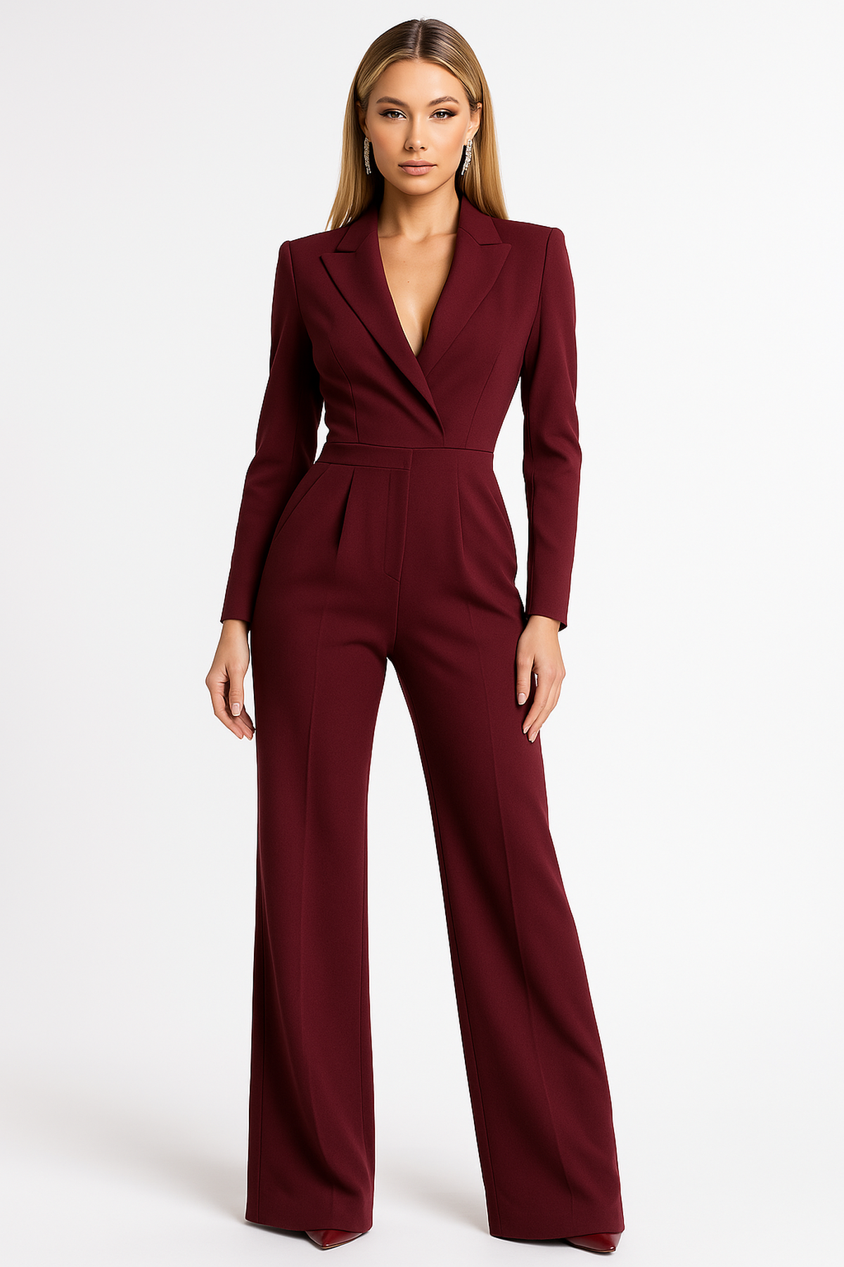 Eleganter Damen Jumpsuit Langärmlig Wickelstyle - BerlinGlamour