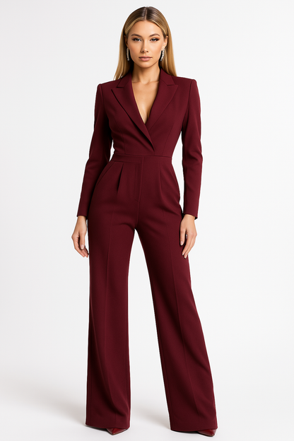 Eleganter Damen Jumpsuit Langärmlig Wickelstyle - BerlinGlamour