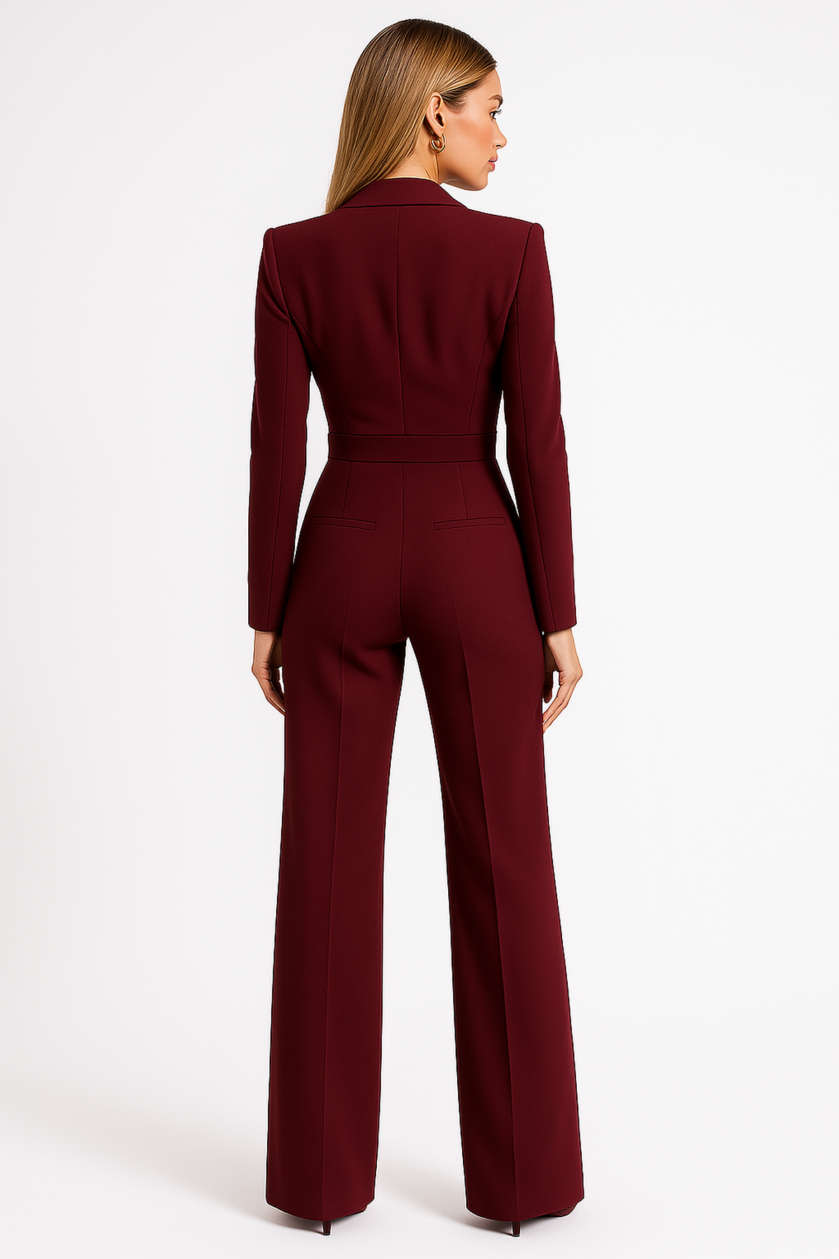 Eleganter Damen Jumpsuit Langärmlig Wickelstyle