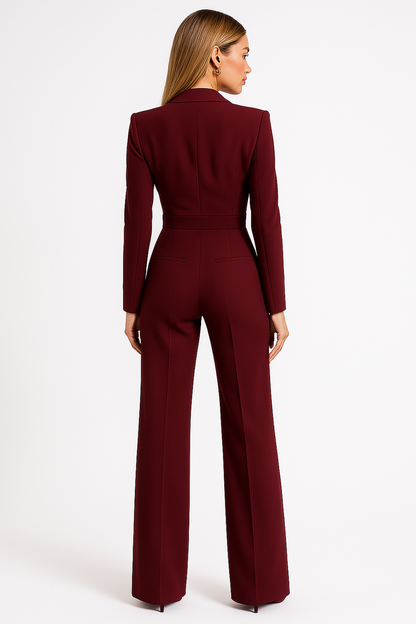 Eleganter Damen Jumpsuit Langärmlig Wickelstyle