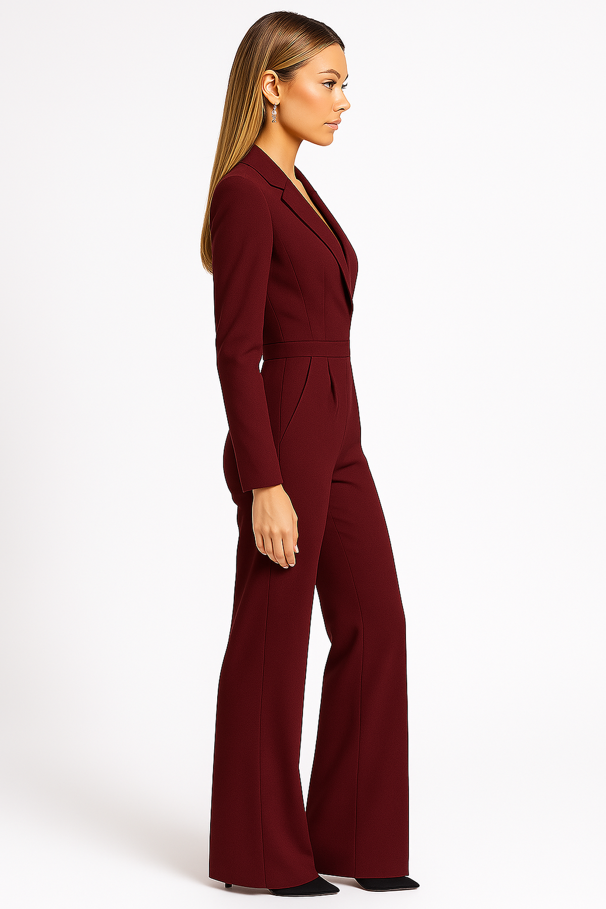 Eleganter Damen Jumpsuit Langärmlig Wickelstyle
