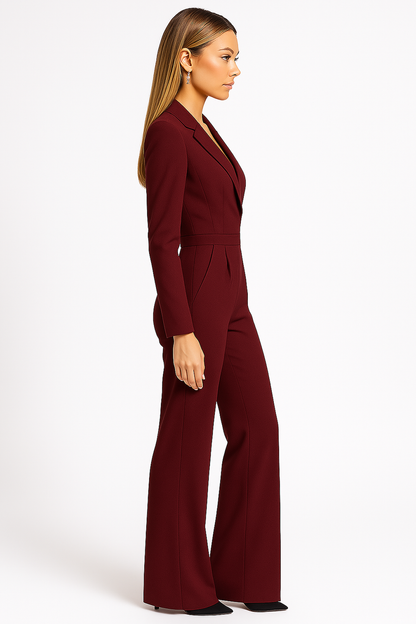 Eleganter Damen Jumpsuit Langärmlig Wickelstyle