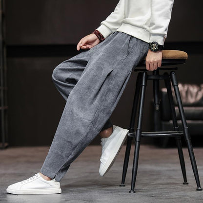 Herren Samthose Bequem Weite Bein Relaxed Fit