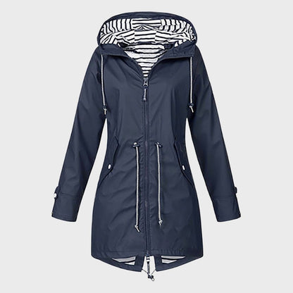 Lange Regenjacke Damen Wasserdicht Modern