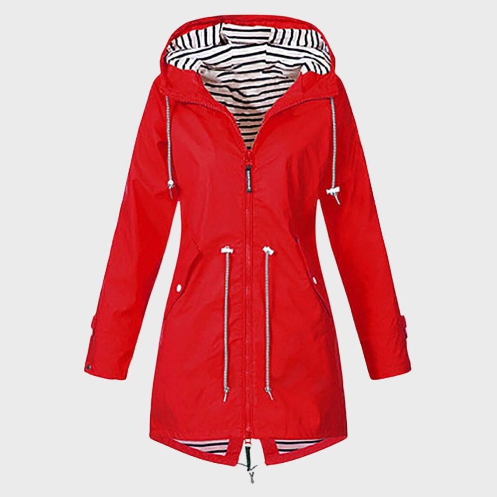 Lange Regenjacke Damen Wasserdicht Modern