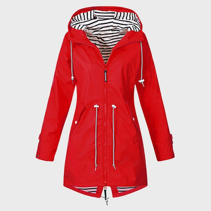 Lange Regenjacke Damen Wasserdicht Modern