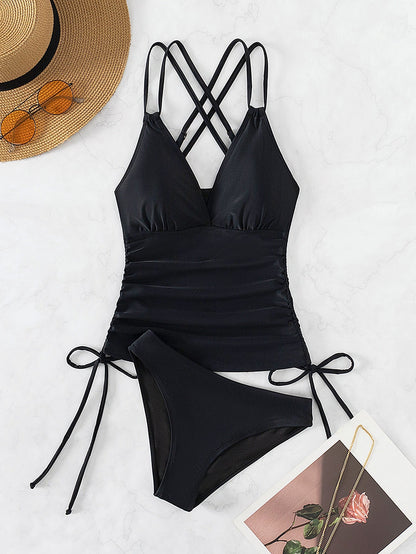 Badeanzug Tankini Überkreuzte Träger Damen Bikini