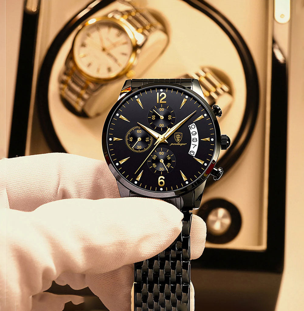 Herren Armbanduhr Stahl Edel Elegant