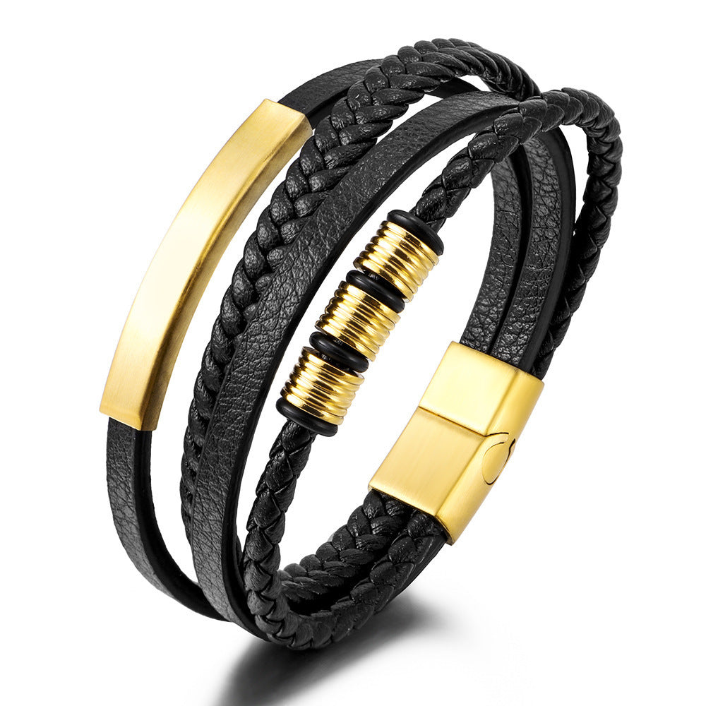 Elegantes Leder Armband Herren Schwarz