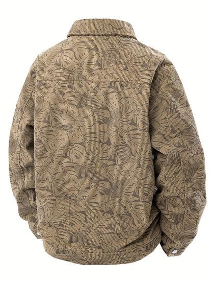 Herren Cordjacke Lässig Beige Modern