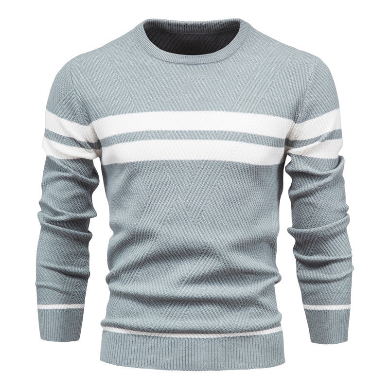 Herren Pullover Streifen Rundhals Klassisch