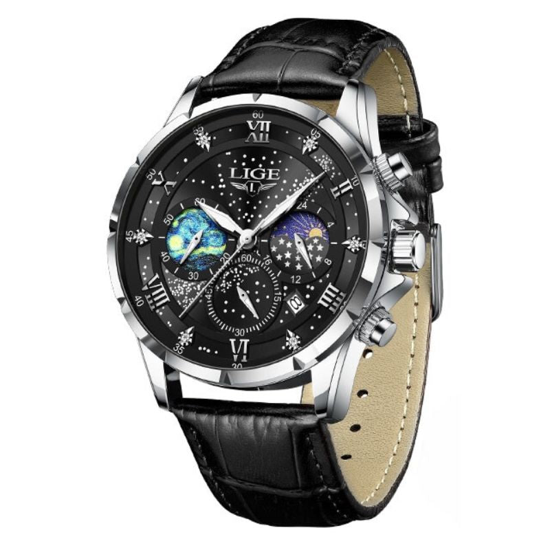 Herren Armbanduhr Edelstahl Chronograph