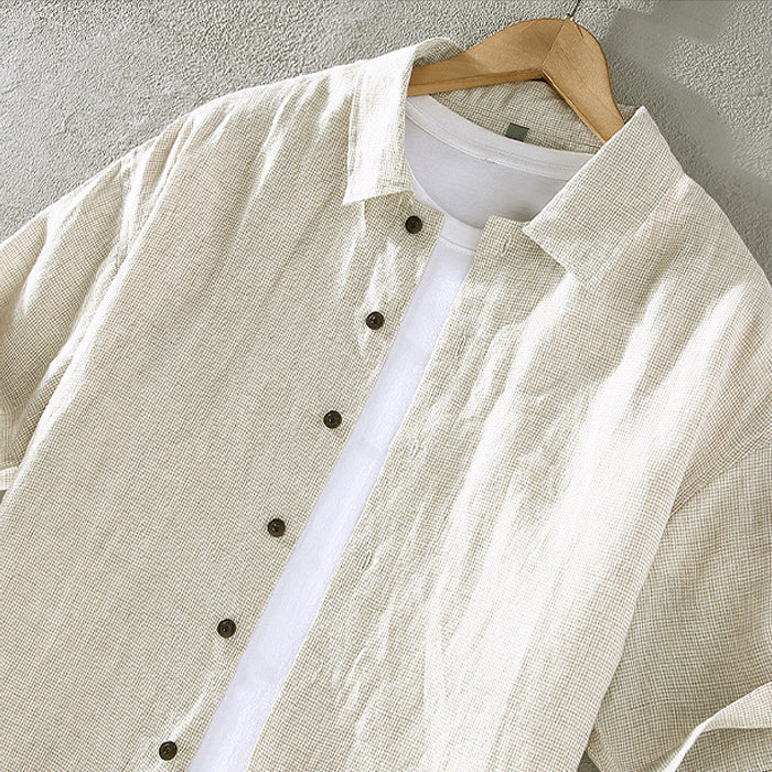 Herren Leinen Hemd Bequem Elegant Sommer