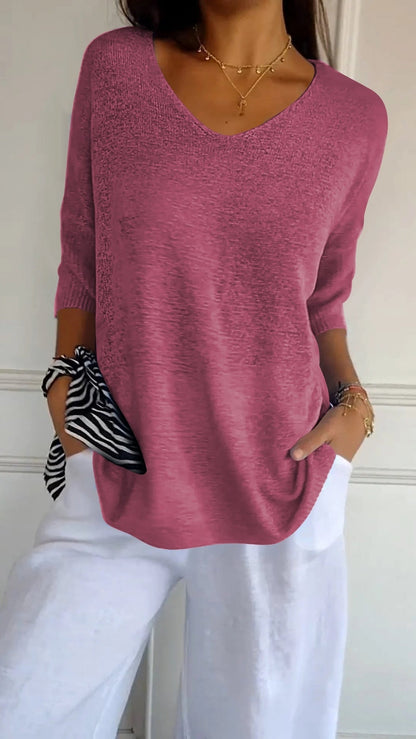 Moderner Irina V-Ausschnittpullover für frische Frühlingsstyles