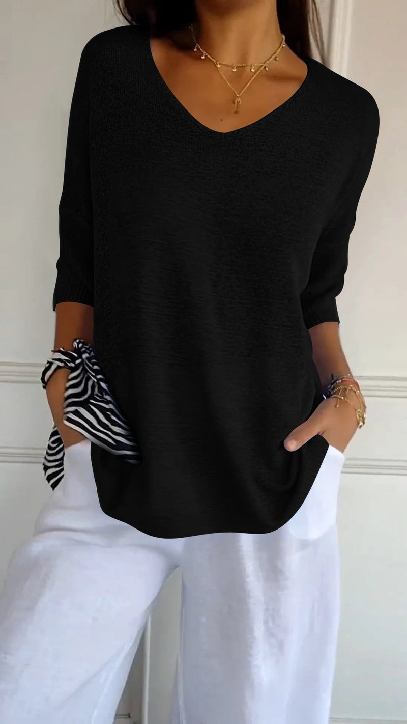 Moderner Irina V-Ausschnittpullover für frische Frühlingsstyles