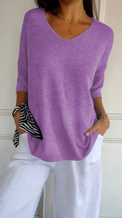 Moderner Irina V-Ausschnittpullover für frische Frühlingsstyles