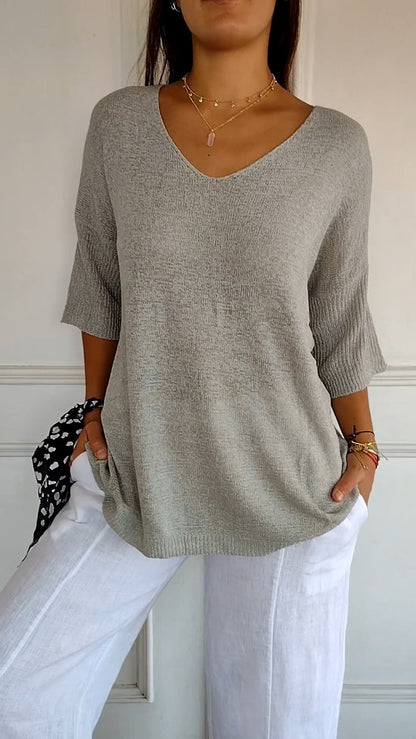 Moderner Irina V-Ausschnittpullover für frische Frühlingsstyles