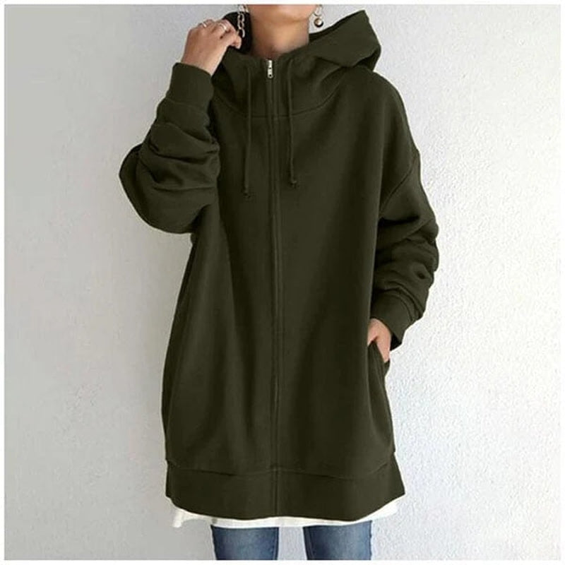 Elegantes Damen-Kapuzenpullover mit Reißverschluss für Herbst und Winter - Maya