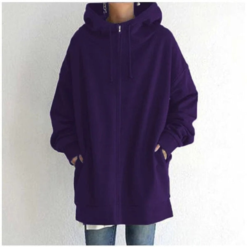 Elegantes Damen-Kapuzenpullover mit Reißverschluss für Herbst und Winter - Maya