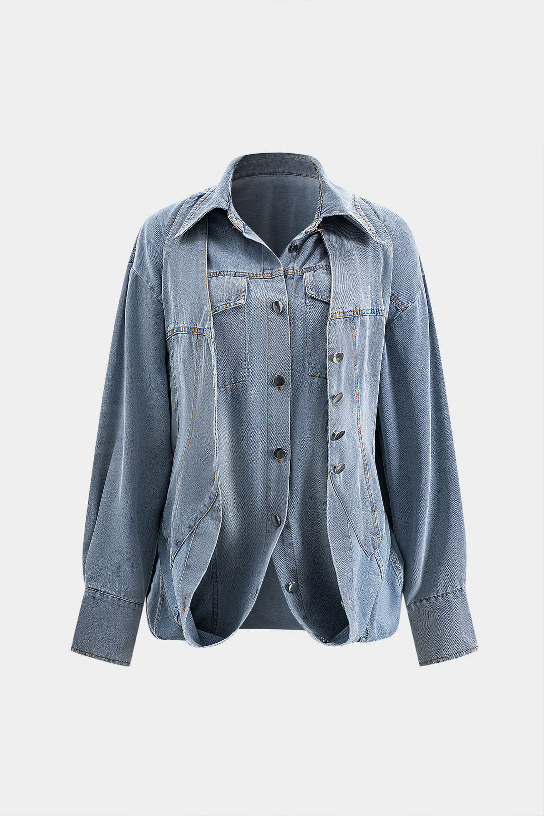 Denim Hemd Oversized mit Knöpfen Lässig Damen - BerlinGlamour