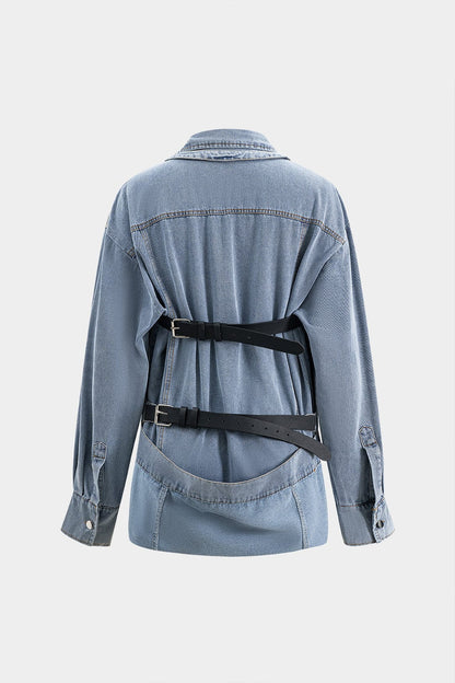 Denim Hemd Oversized mit Knöpfen Lässig Damen