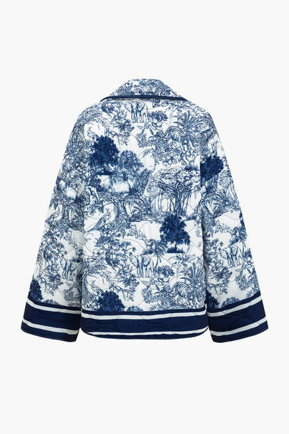 Geblümte Steppjacke Blumenmuster Frauenjacke Modern