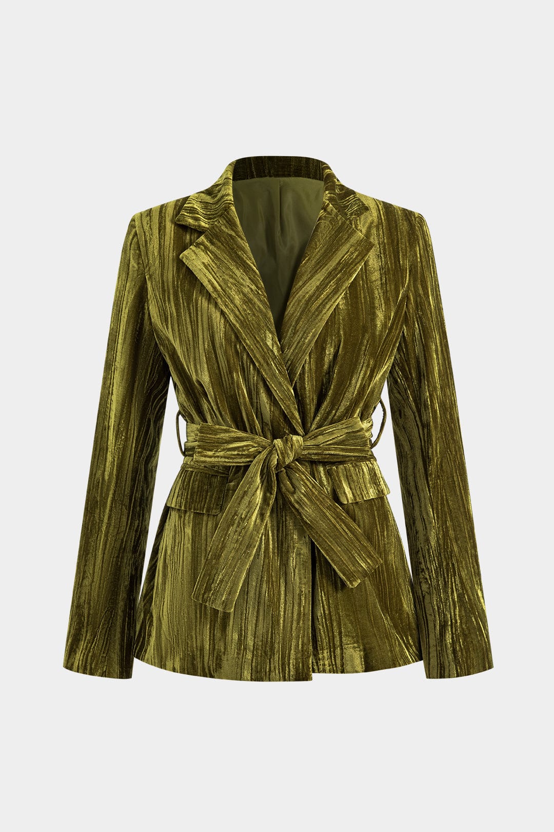 Samtjacke Damen Bindegürtel Elegant Schwarz - BerlinGlamour