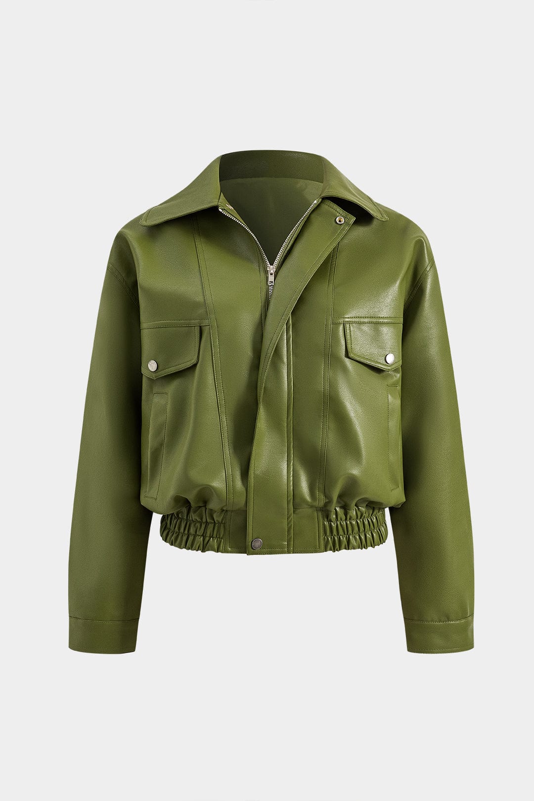 Kunstlederjacke Grün Damen Mantel Trendy - BerlinGlamour