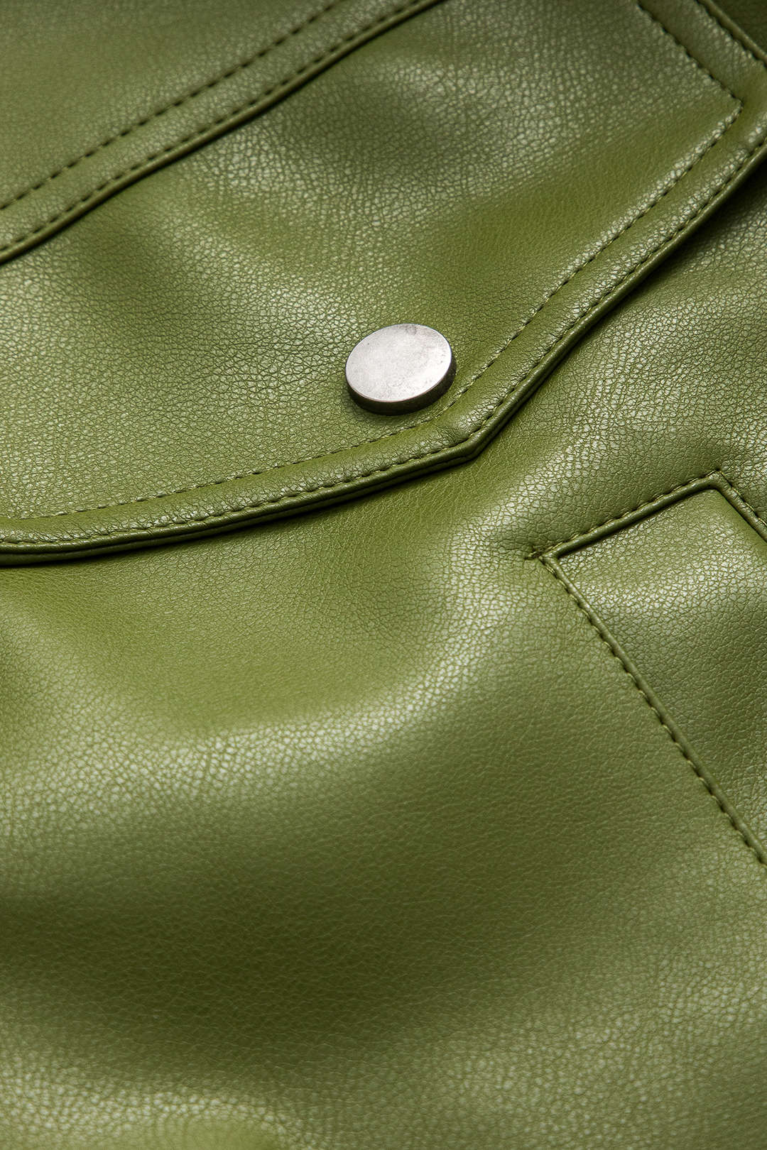 Kunstlederjacke Grün Damen Mantel Trendy