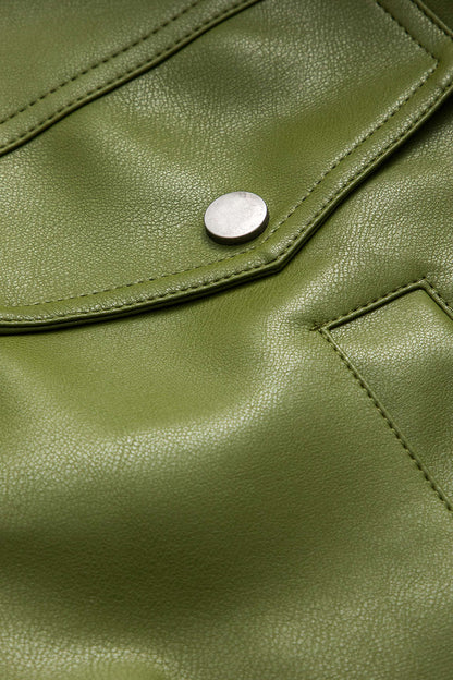 Kunstlederjacke Grün Damen Mantel Trendy