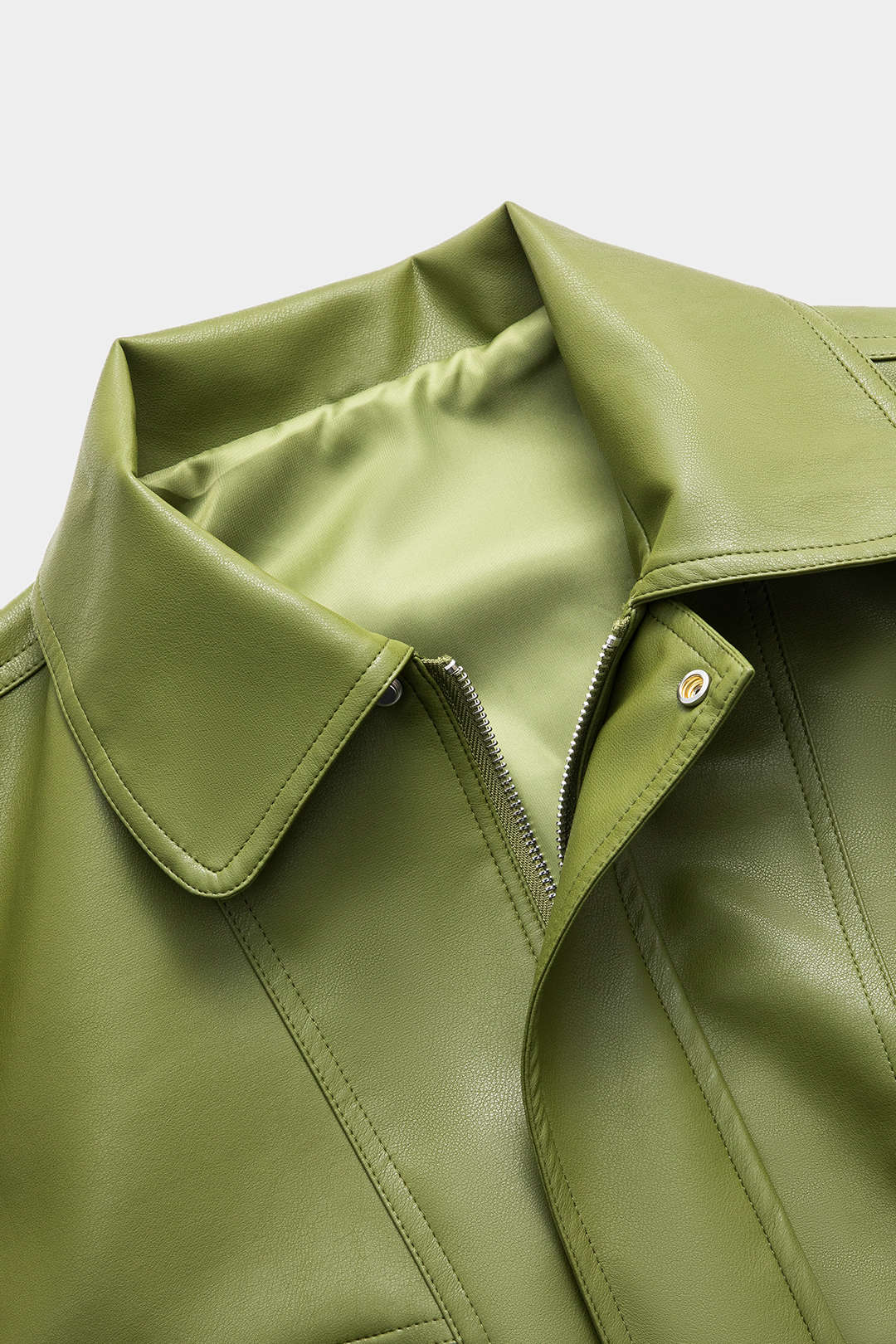 Kunstlederjacke Grün Damen Mantel Trendy