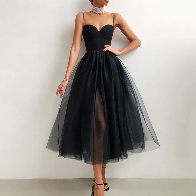 Elegantes Abendkleid Tüll Korsett Damenkleid Hochzeit