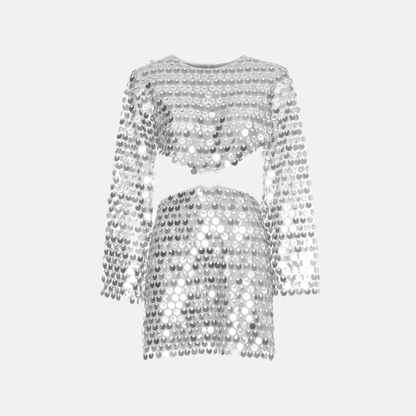Glitzerndes Minikleid mit Pailletten und Cut-Out