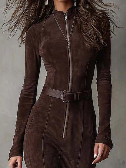 Maxikleid Damen Elegant Lang Gürtel Hochschlitz