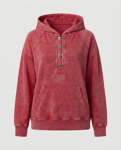 Blau Oversized Hoodie Unisex Kurzgeschnitten aus Baumwolle