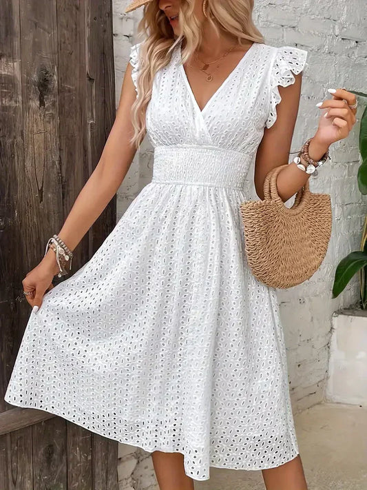 Weißes Elegantes Kleid Viola