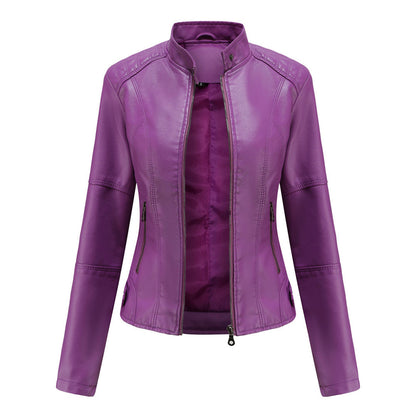 Lederjacke Damen Bikerjacke Kunstleder Schwarz Reißverschluss