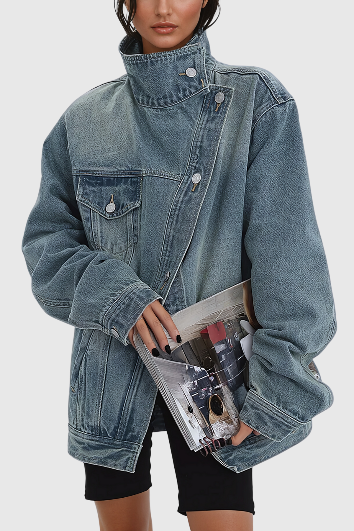 Asymmetrische Jeansjacke Damen Oversized Trend - BerlinGlamour