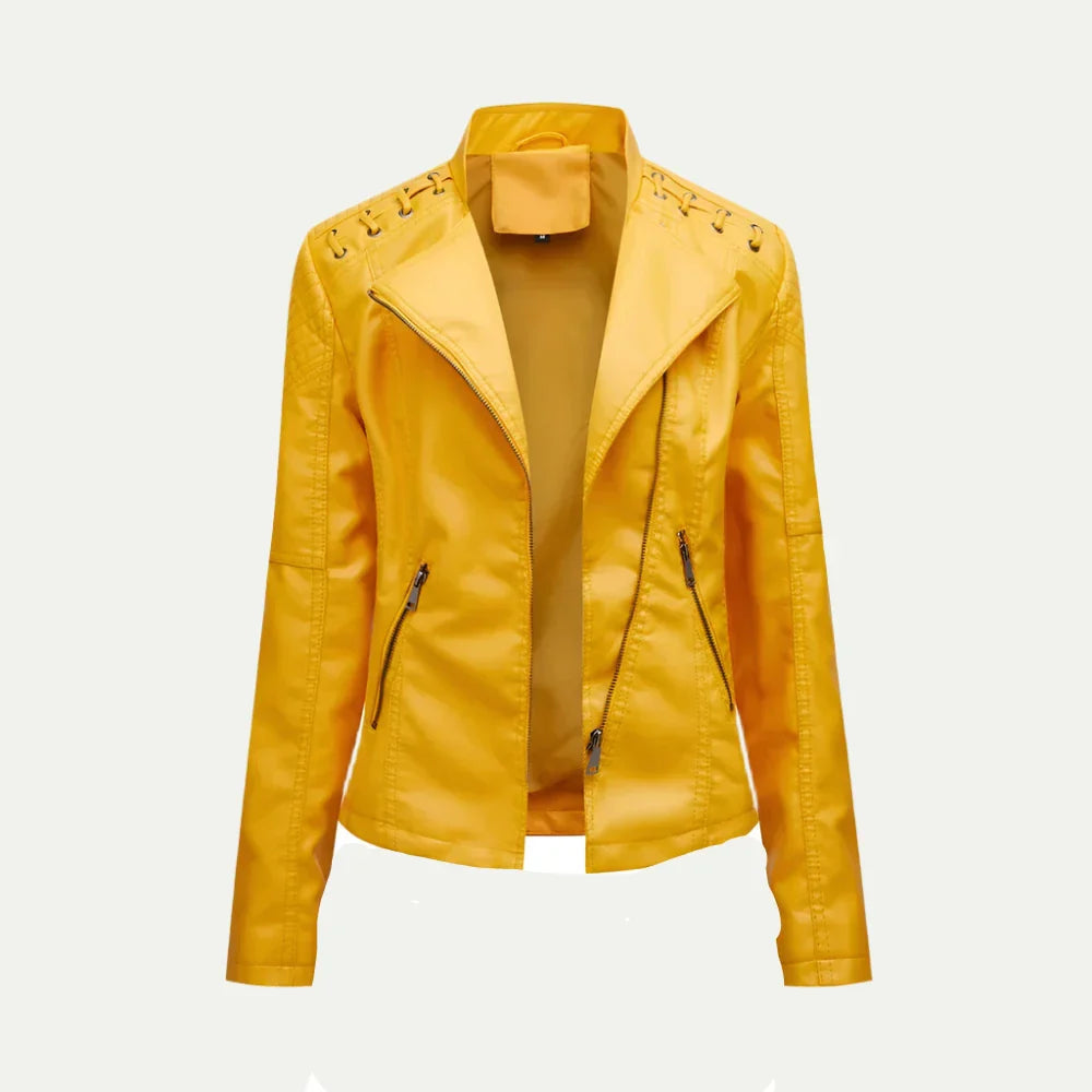 VogeLuxe | Asymmetrische Motorradjacke für Damen aus Kunstleder 5