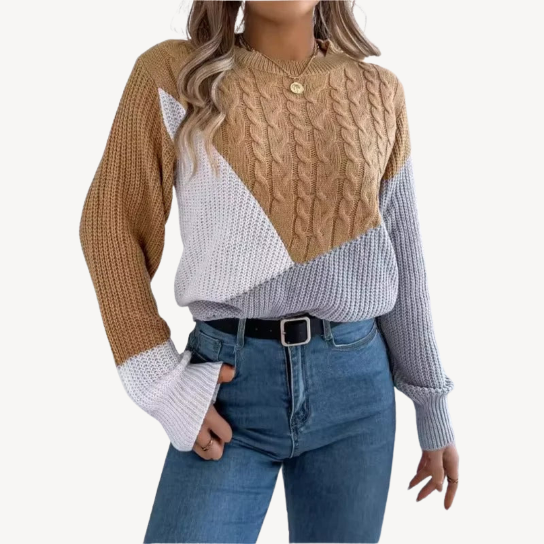 VogeLuxe | Bunter Patchwork-Pullover für Damen 1