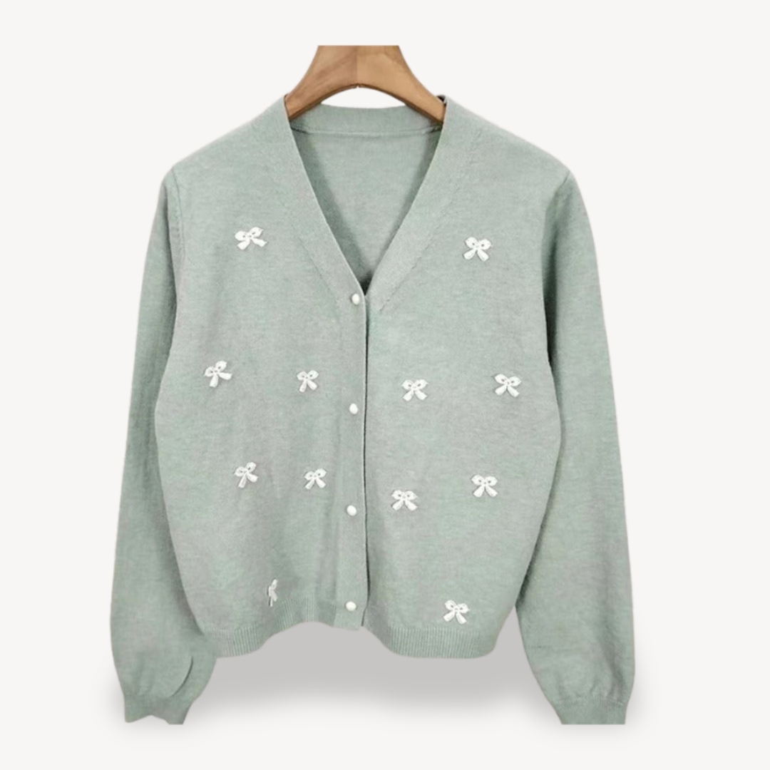 VogeLuxe | Damen-Cardigan mit Schleifendetail und V-Ausschnitt 3