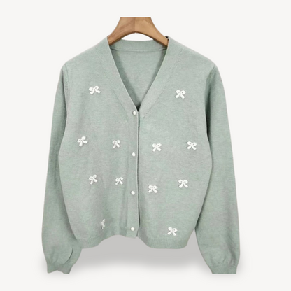 VogeLuxe | Damen-Cardigan mit Schleifendetail und V-Ausschnitt 3