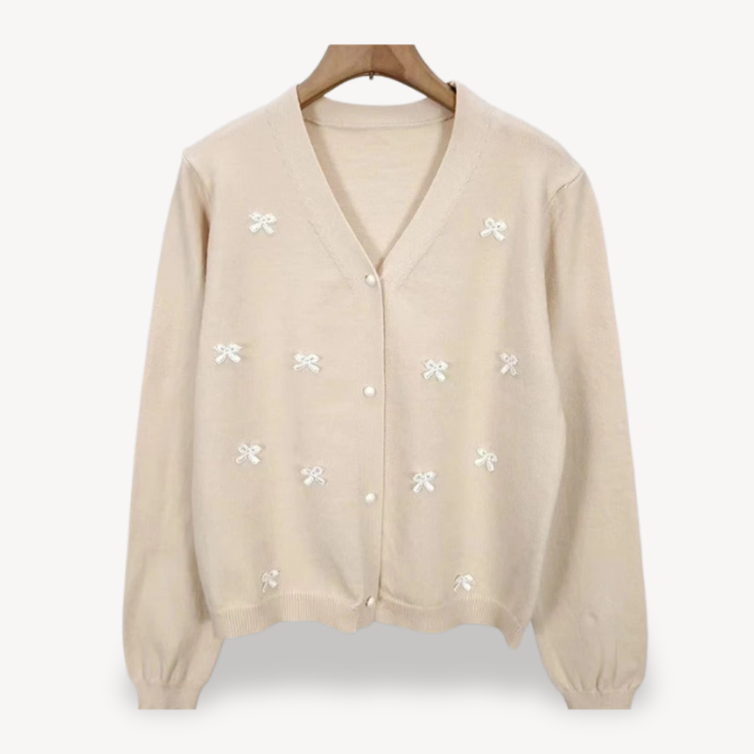VogeLuxe | Damen-Cardigan mit Schleifendetail und V-Ausschnitt 5