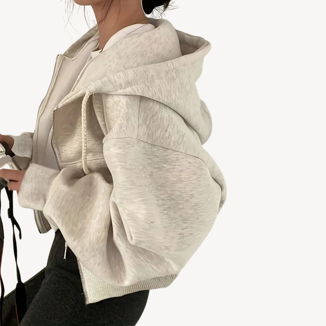 VogeLuxe | Damen-Hoodie aus Baumwolle mit Doppelreißverschluss 2