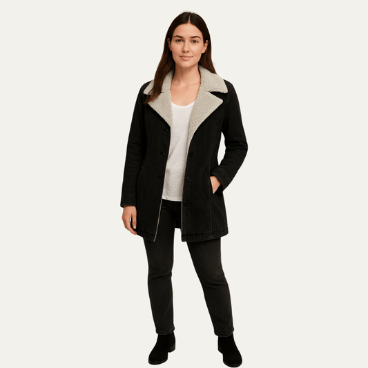 VogeLuxe | Damen-Jacke mit Sherpa-Kragen, einreihig 0