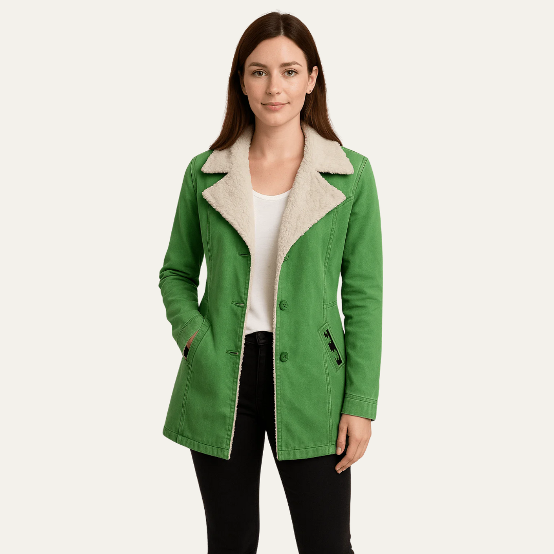 VogeLuxe | Damen-Jacke mit Sherpa-Kragen, einreihig 1