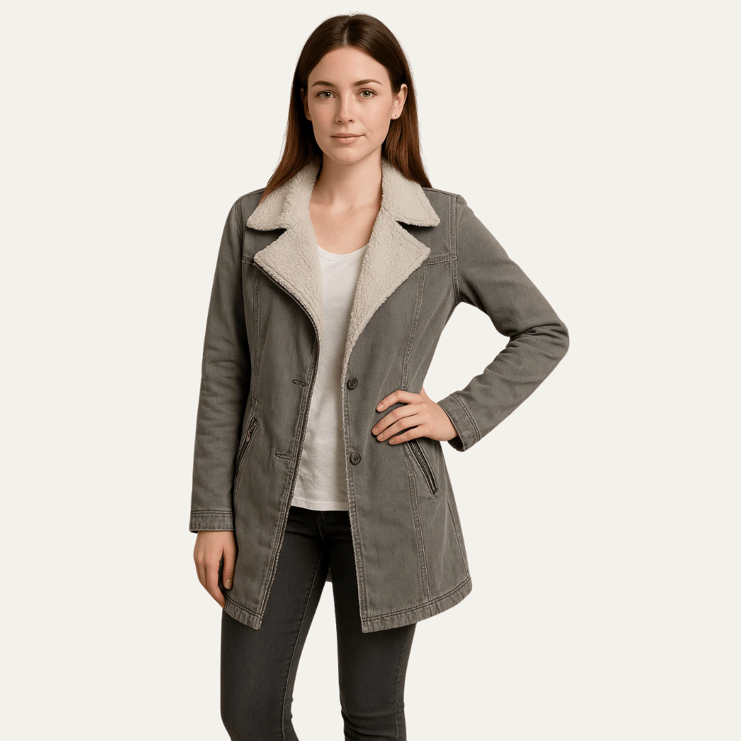 VogeLuxe | Damen-Jacke mit Sherpa-Kragen, einreihig 2