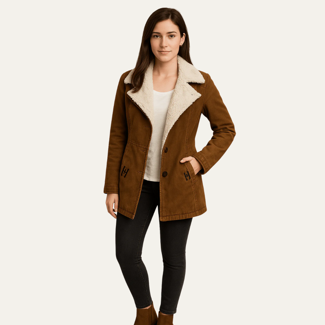 VogeLuxe | Damen-Jacke mit Sherpa-Kragen, einreihig 3